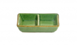 Подсоусник двойной 9х6,5см (кр6) зелен. керамика 